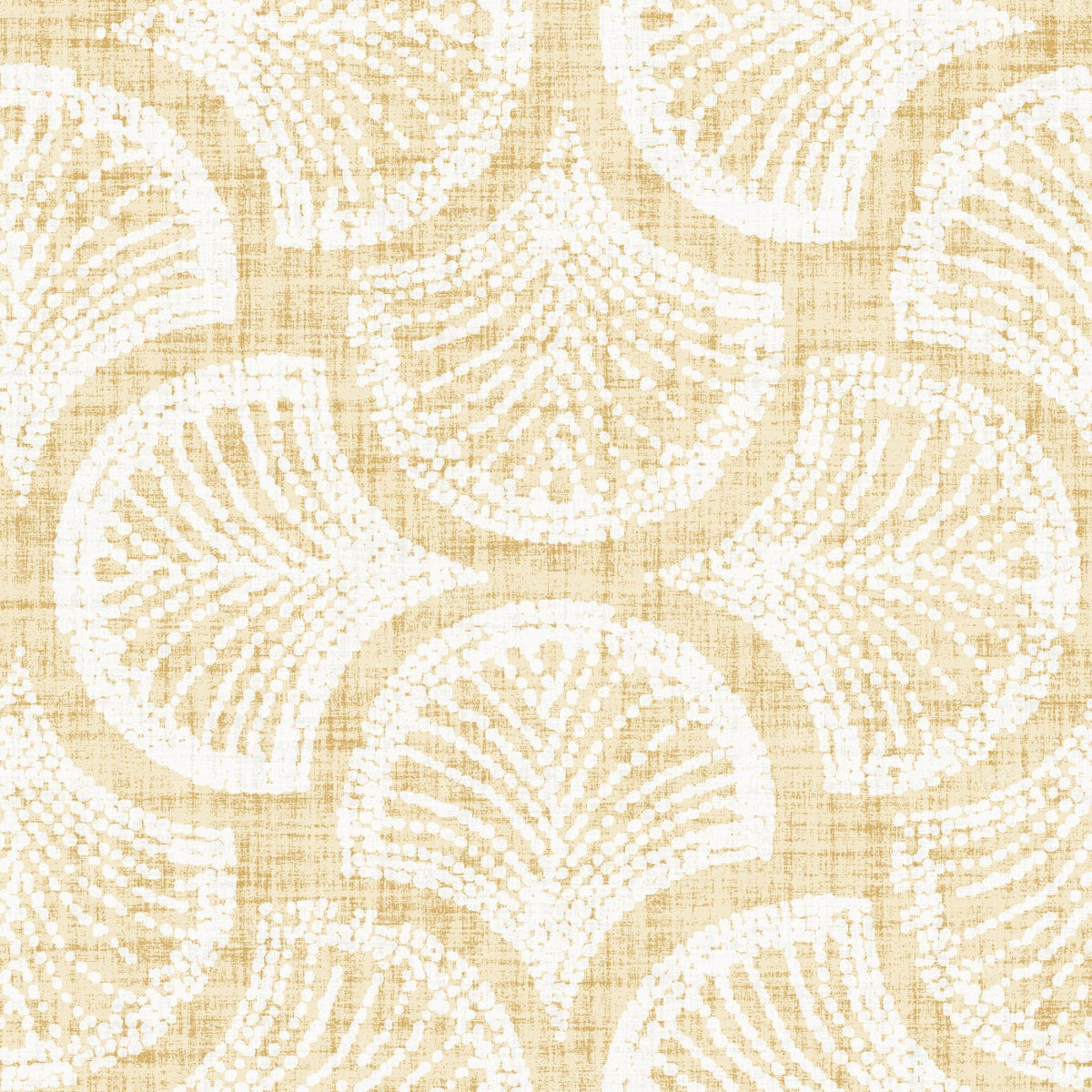 Powder Blue Ginkgo Fan Scallop Batik — Golden Mustard
