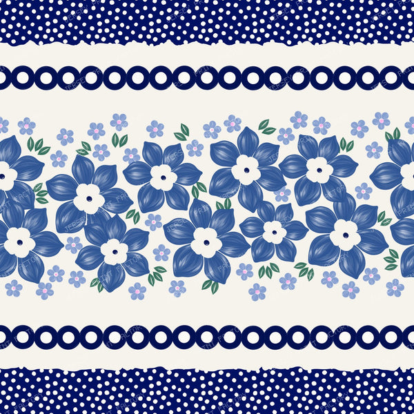 Polish Pottery Forget Me Knot Boquet Floral Stripes With Mosquito Dots On Stoneware Ivory