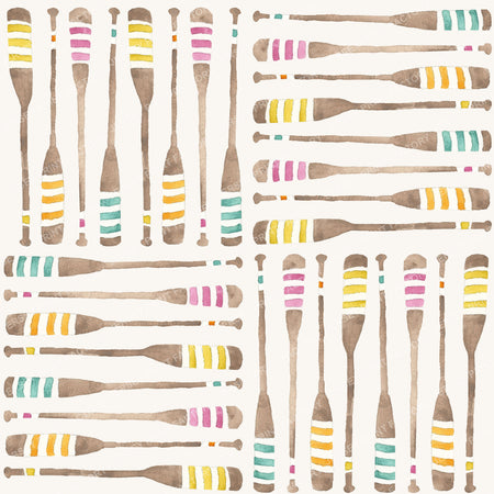 Rowing Oars Patchwork Watercolor