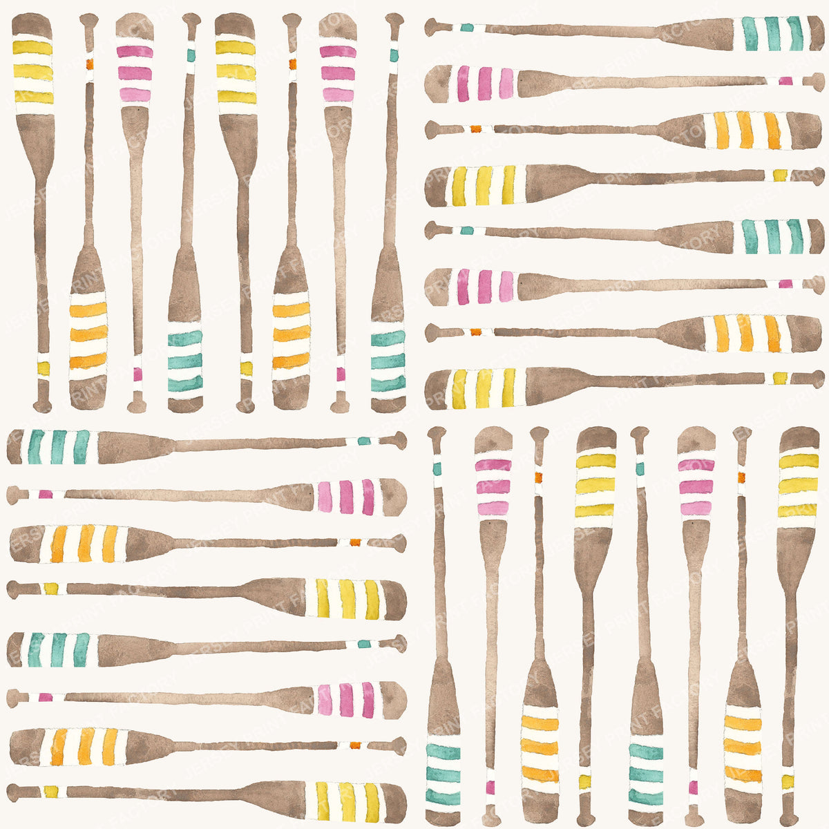 Rowing Oars Patchwork Watercolor