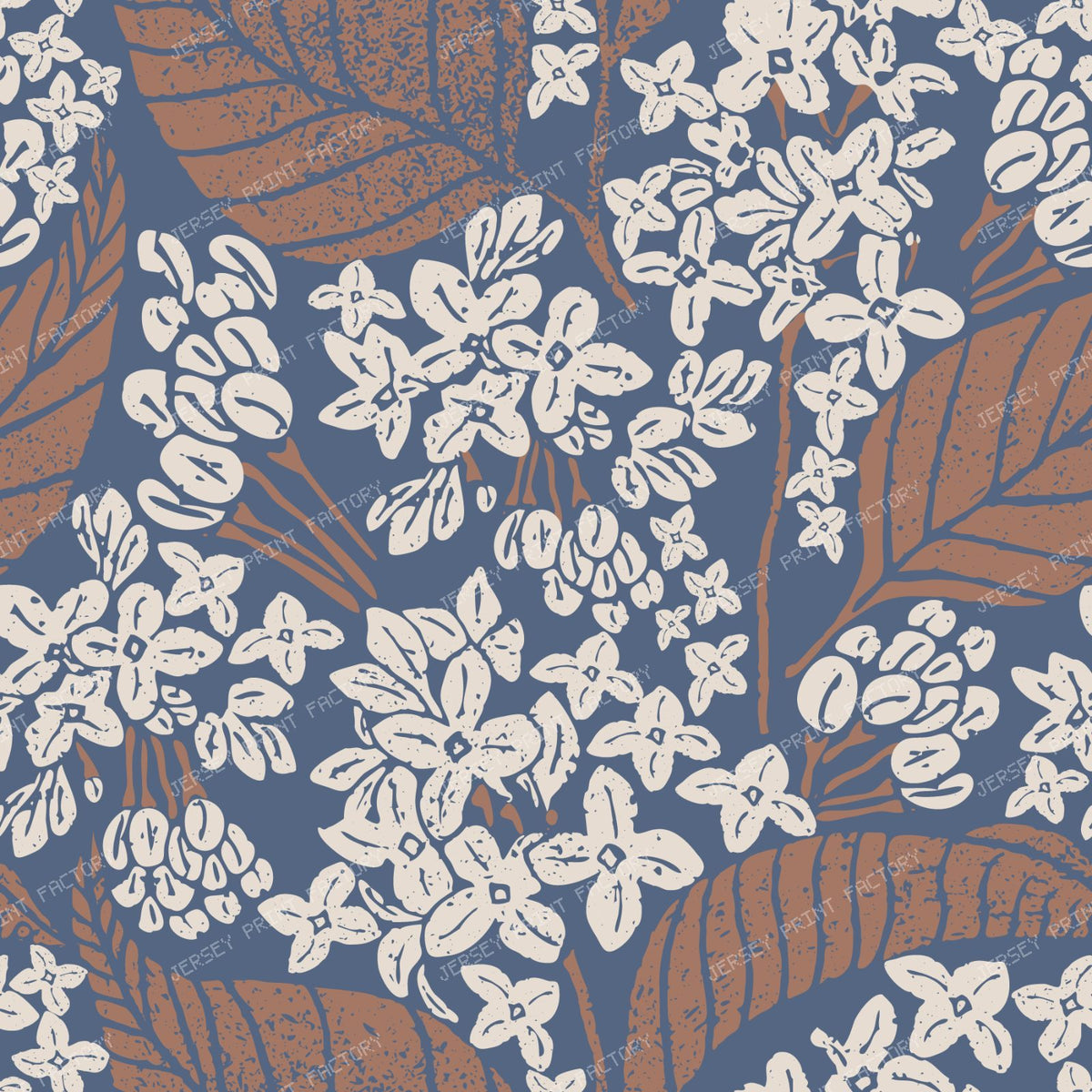 Lilac Flower Bloom Block Print — Blue Navy