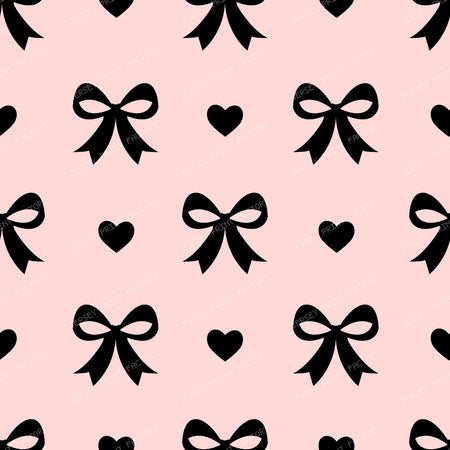 Bow Pattern, Coquette Bow, Ribbon, Cute Bow, White Bow, Hearts, Black — Pink and Black 1