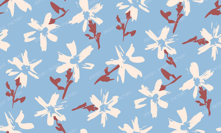 Elegant Floral Pattern of white flowers in boho style. Blue