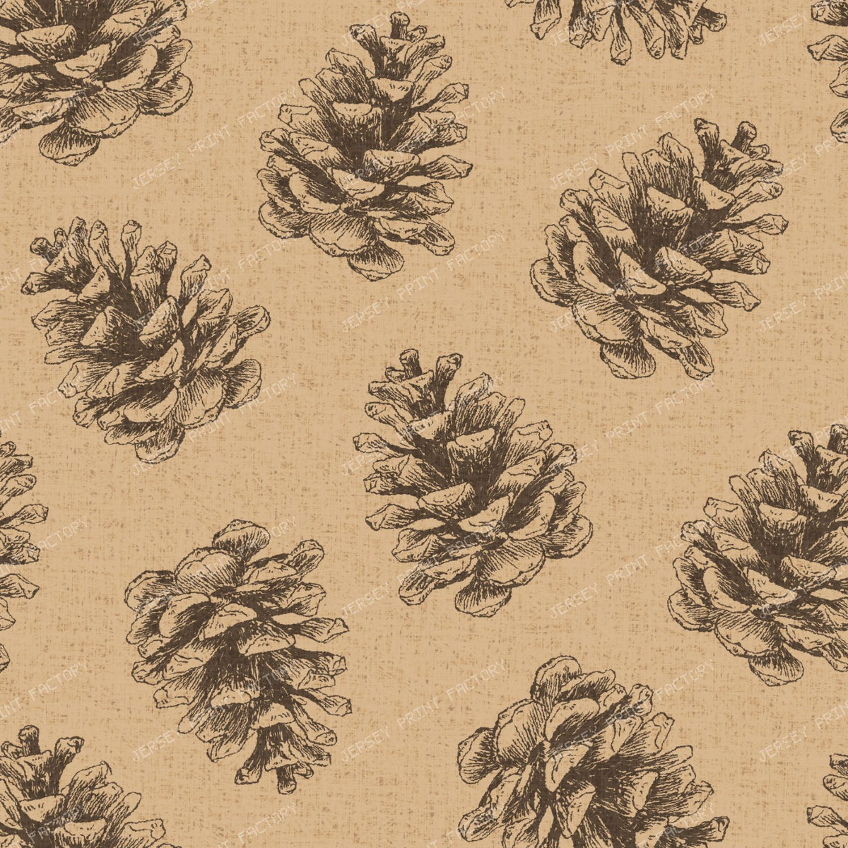 Pine Cone Tossed - Christmas Organic Modern Botanical - Camel Tan