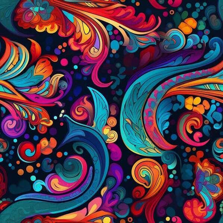Vibrant Psychedelic Neon Paisley Swirls
