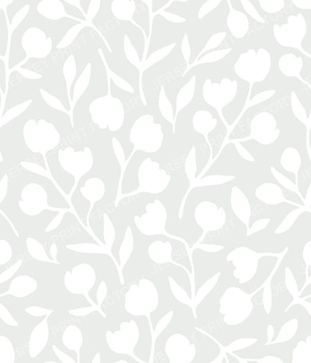 Fleurline - Modern Vintage Floral Silhouette - White on Light Sage