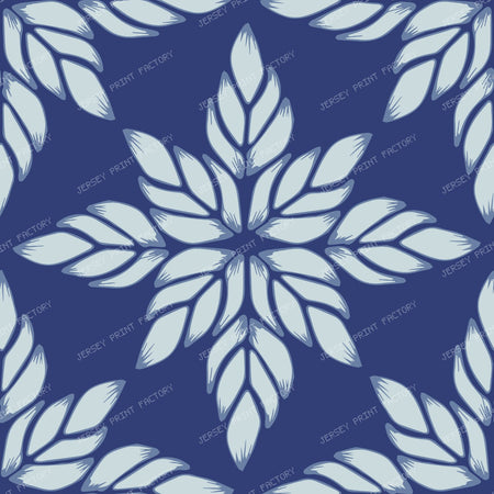 Flora Mandalas Cream — Dark Blue