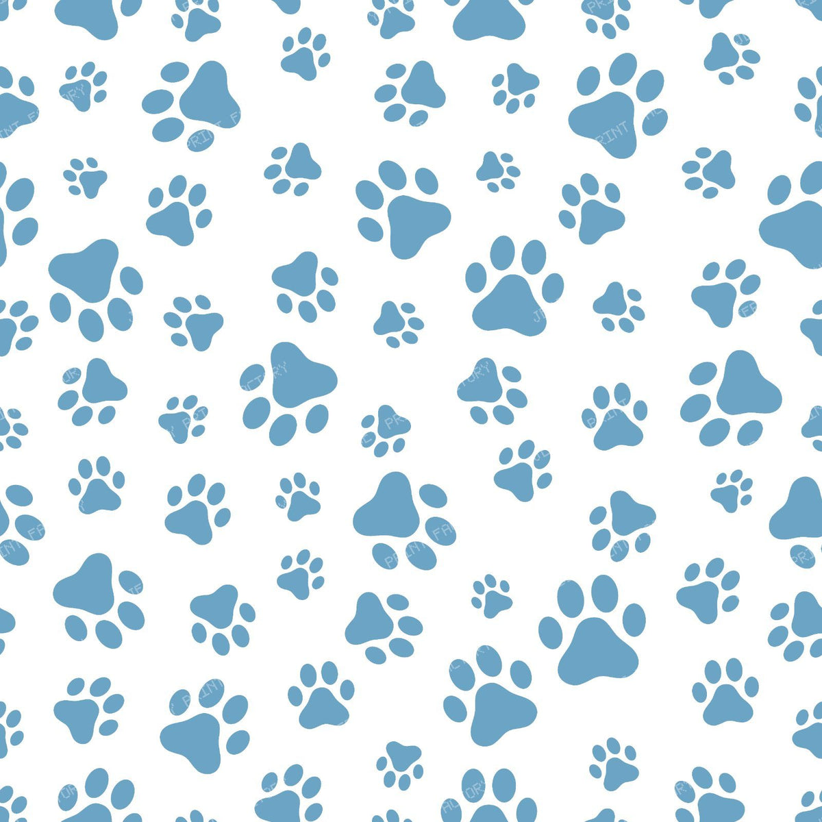 Pattern Of Paws, Dog Paws, Black and White — Blue 4