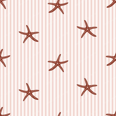 Nautical Starfish & Cabana Stripes Soft & Lemon Yellow — Peach-Clay Tint & Burnt Rust