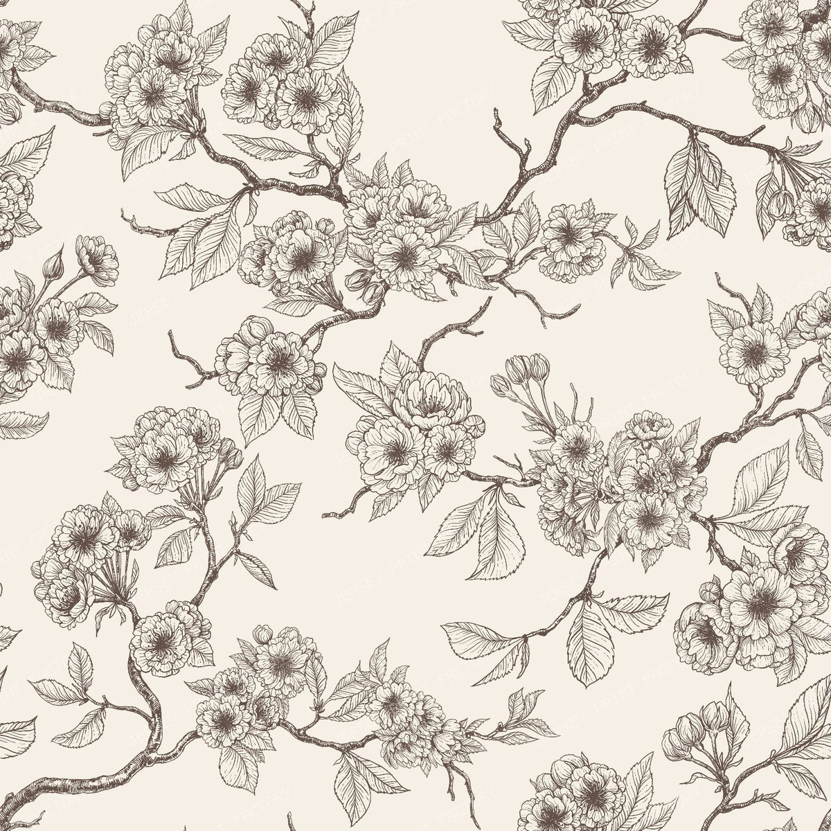 Cherry blossom — in brown and off white