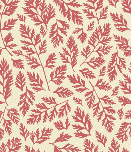 Botanical Fern Leaves - Dusty Pink on Cream