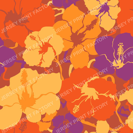Hawaiian Hibiscus Floral in Rusty Orange
