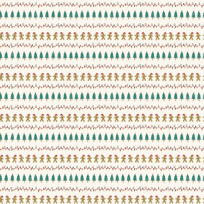 Gingerbread Christmas Lights and Trees - Whimsical Holiday Pattern