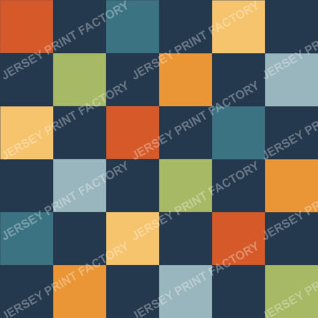 Colurful Autumn Checkerboard Friendly Halloween Coordinate in Navy