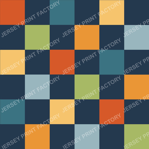 Colurful Autumn Checkerboard Friendly Halloween Coordinate in Navy