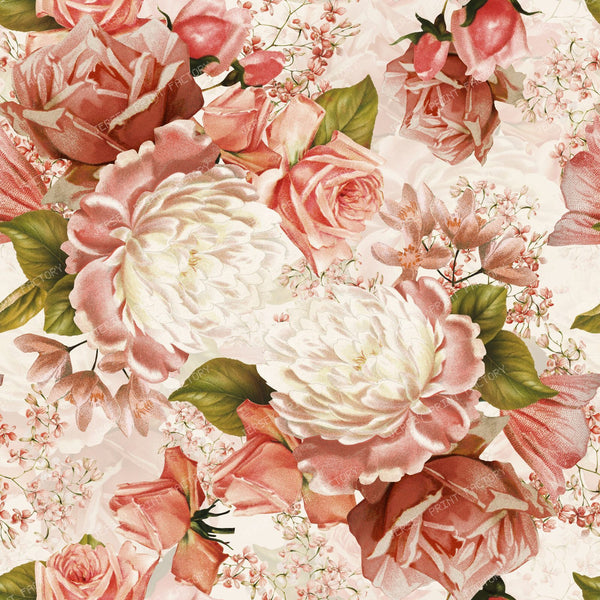 Blush Coral and Cream Roses – Traditional Victorian Grandmillennial Romance — Peach