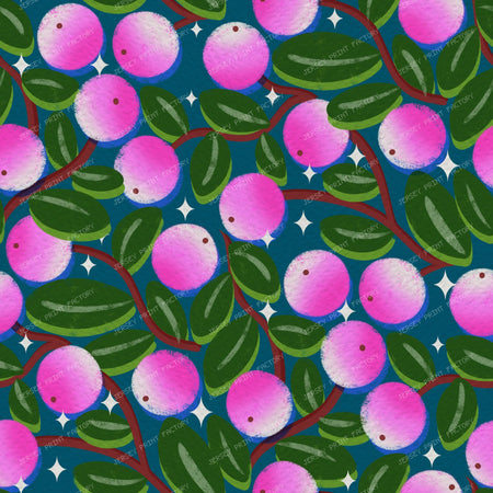 Winter Snowberries and Sparkle on Purple — Teal
