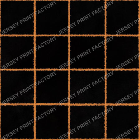 Orange Chalk Grid Lines on Black - Squares, Check
