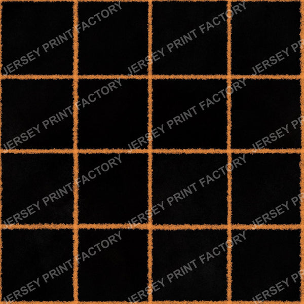 Orange Chalk Grid Lines on Black - Squares, Check