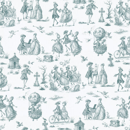DANSE MACABRE TOILE - DEEP PETROL ON IVORY
