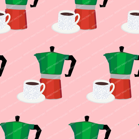 Coffee Pot Lineup in Peachy Pink with Red Green Pot