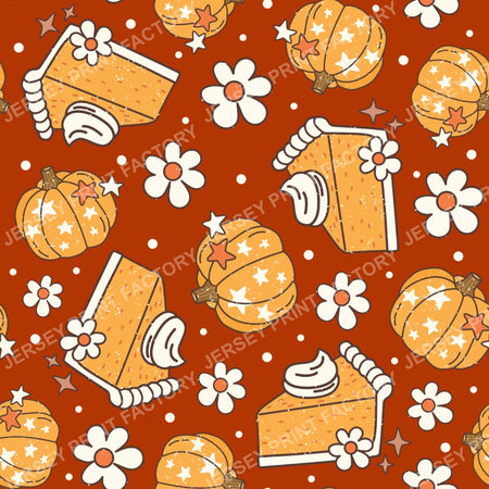 Thanksgiving Pumpkin Pie Floral In Rustic Red