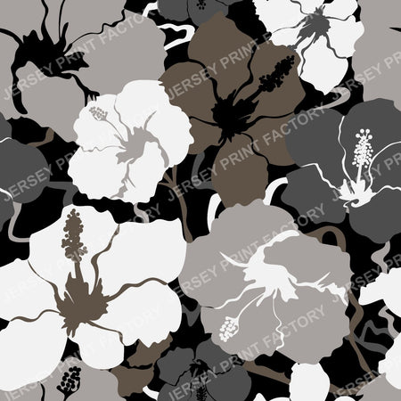 Hawaiian Hibiscus Floral in Greige-scale