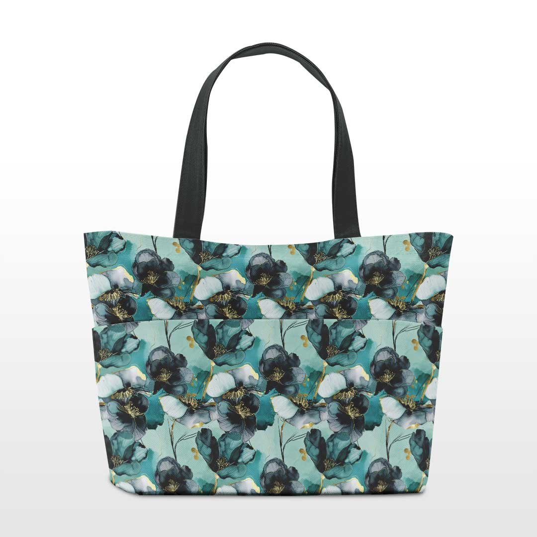 Inky Teal Flowers