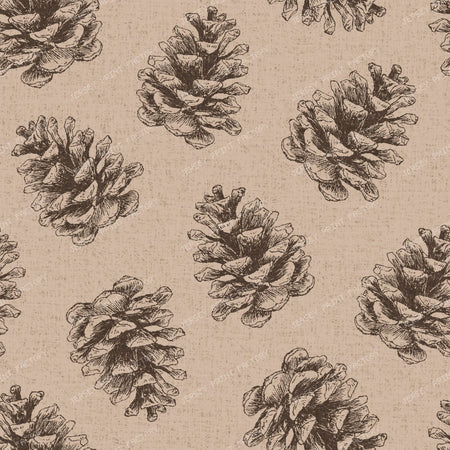 Pine Cone Tossed - Christmas Organic Modern Botanical - Camel Tan — Taupe Brown