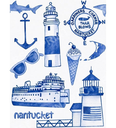 Nantucket monochrome- blue