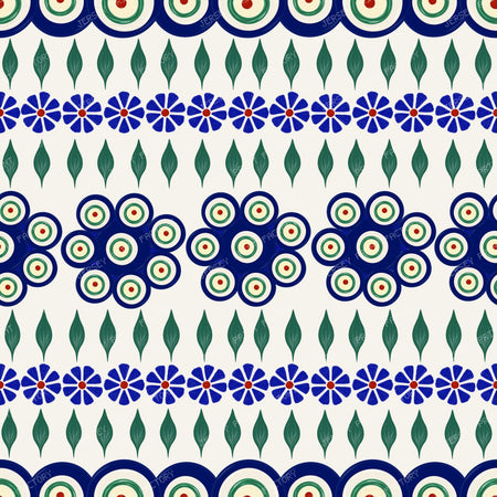 Polish Peacock Eyes Floral Stoneware Ivory