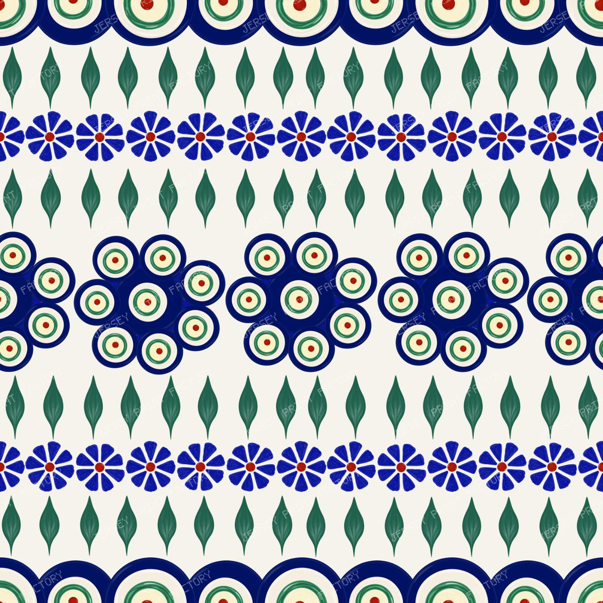 Polish Peacock Eyes Floral Stoneware Ivory