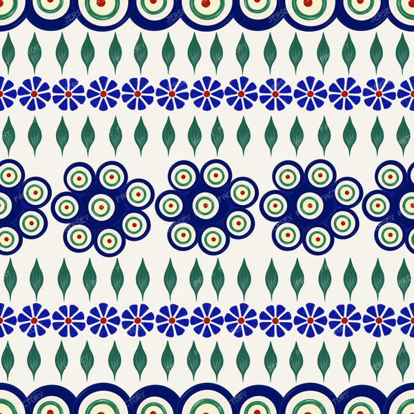 Polish Peacock Eyes Floral Stoneware Ivory