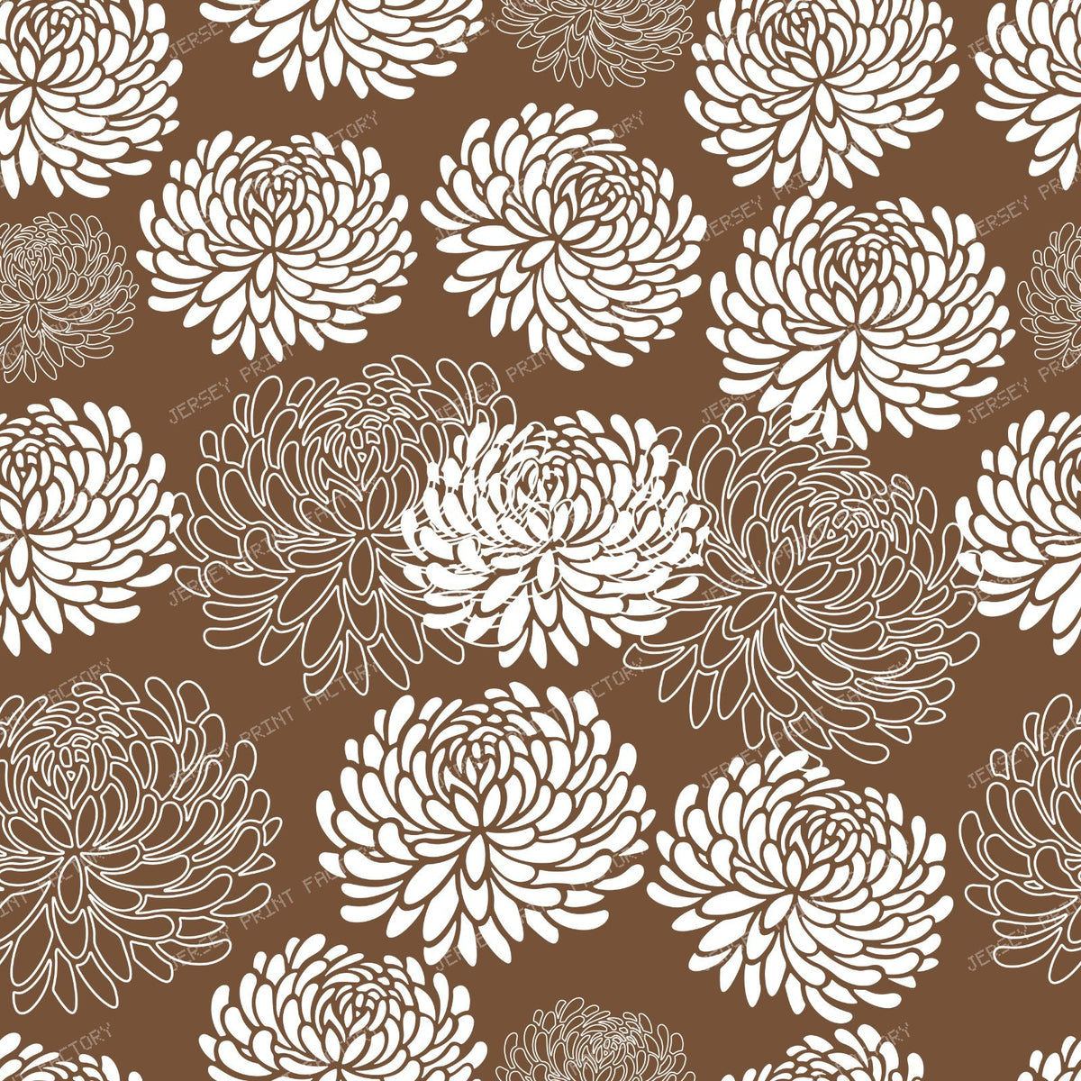 Blue Dahlia, White Dahlia, Pattern Of Flowers — Brown 2