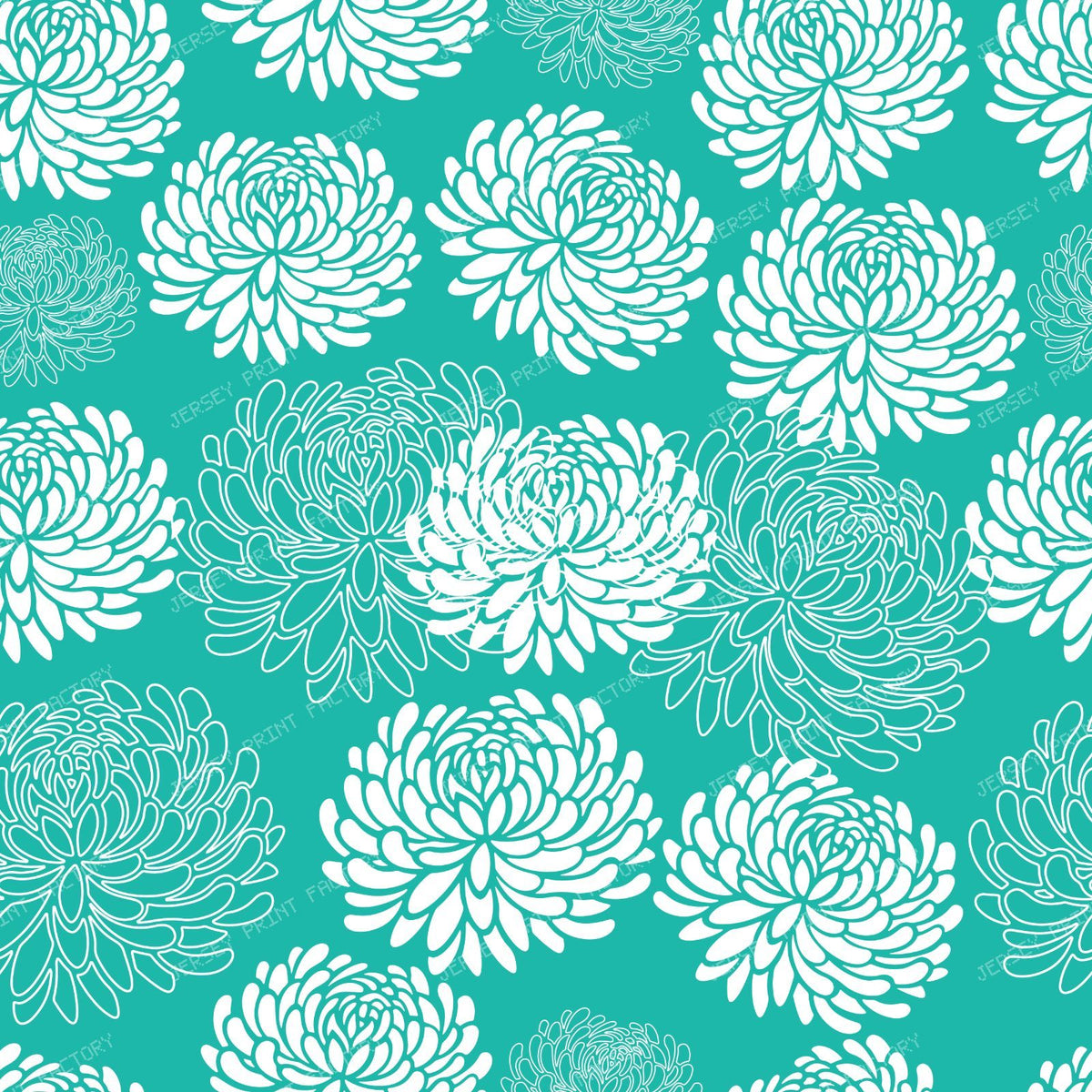 Blue Dahlia, White Dahlia, Pattern Of Flowers — Green 4