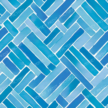 Watercolor Blue Geometric Brick Shape