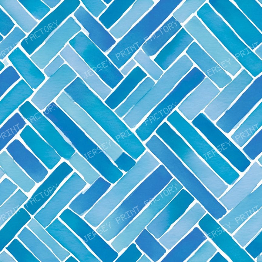 Watercolor Blue Geometric Brick Shape