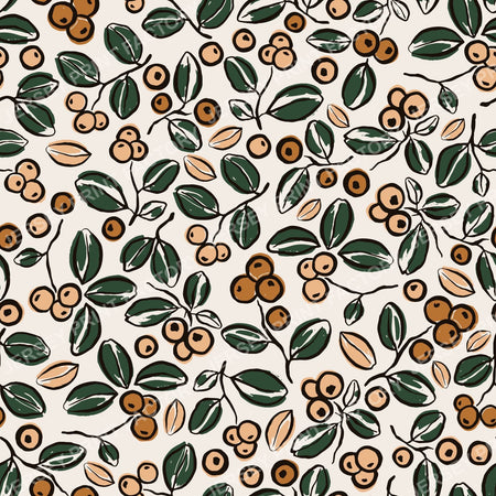 Hand Drawn Botanical Berry Branch — Autumn Forage