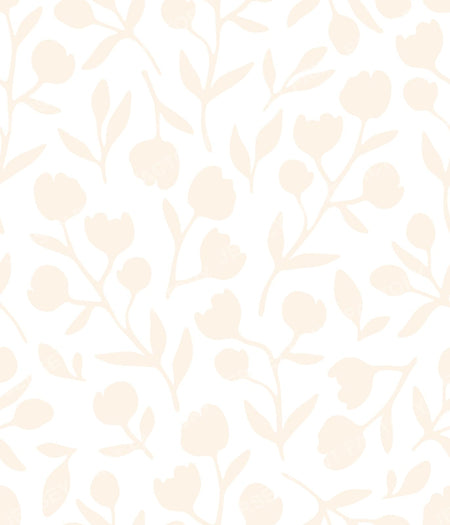 Fleurline - Modern Vintage Floral Silhouette - Buttercream on White