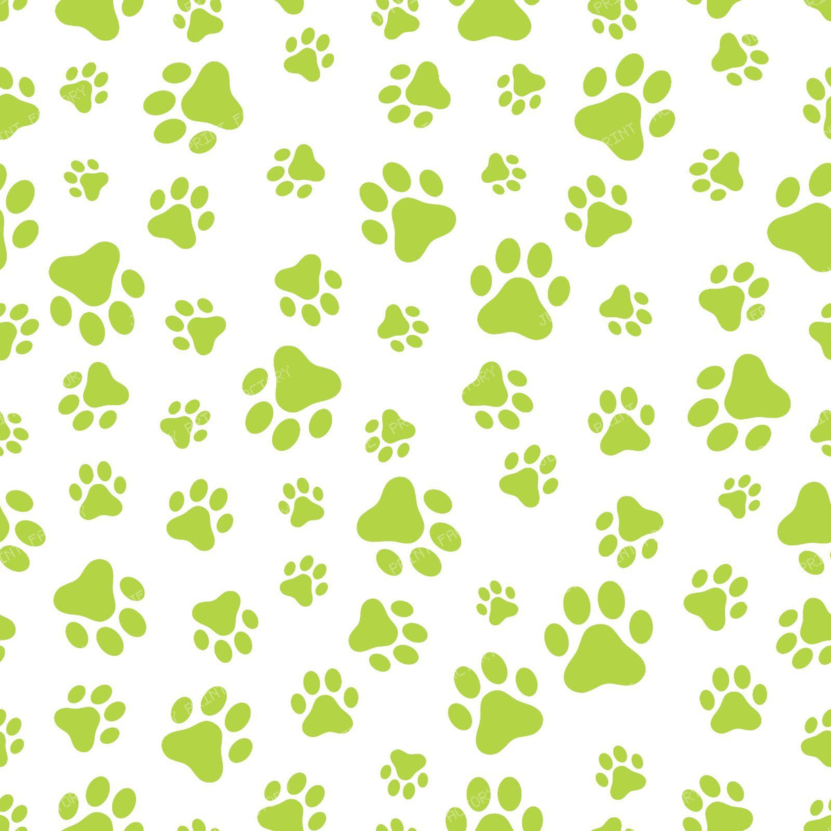 Pattern Of Paws, Dog Paws, Black and White — Green 3