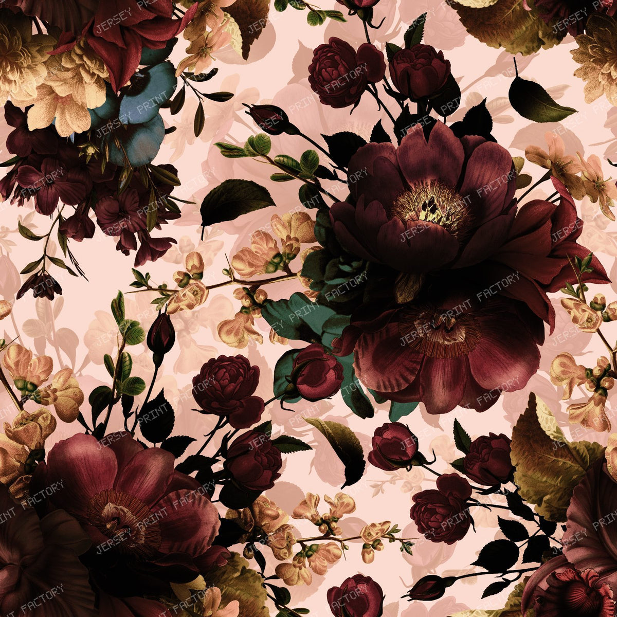Golden Yellow and Purple Roses – Vintage Victorian Grandmillennial Romance - BLush