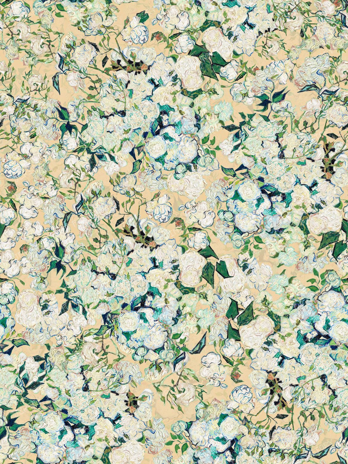 Vincent van Gogh Original Roses - Post Impressionist Museum Masterpiece - Turquoise — Yellow