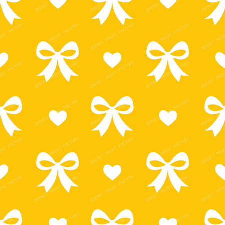 Bow Pattern, Coquette Bow, Ribbon, Cute Bow, White Bow, Hearts, Black — Yellow