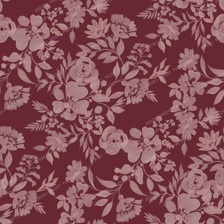Bella   Watercolour Tonal Floral   Beige — Deep Burgundy Red