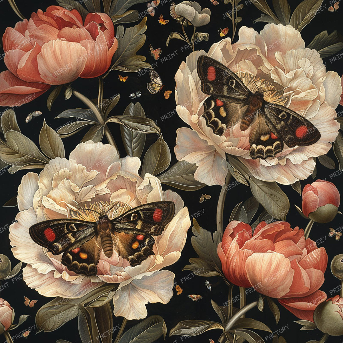 Beautiful Moths Romantic Dark Opulent Peonies