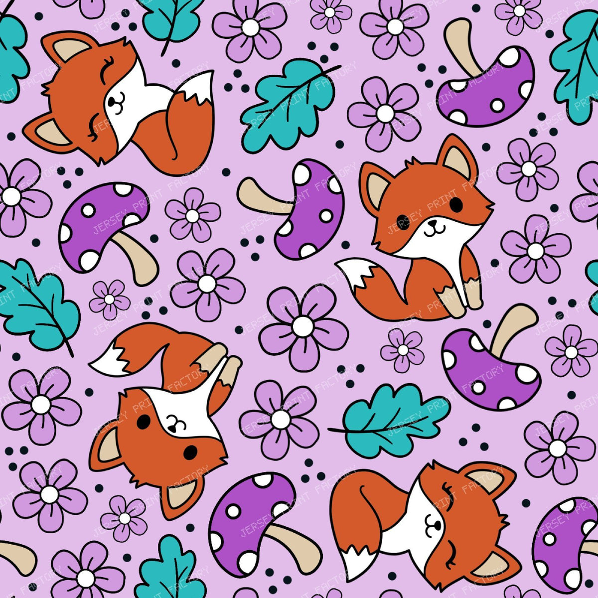 Cute Fall Fox Friends on Purple