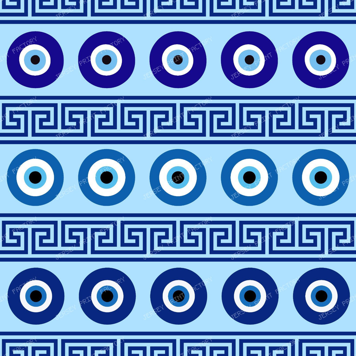 Evil Eye Pattern, Turkish Eye, Mati, Nazar, Meander Key — Blue 8