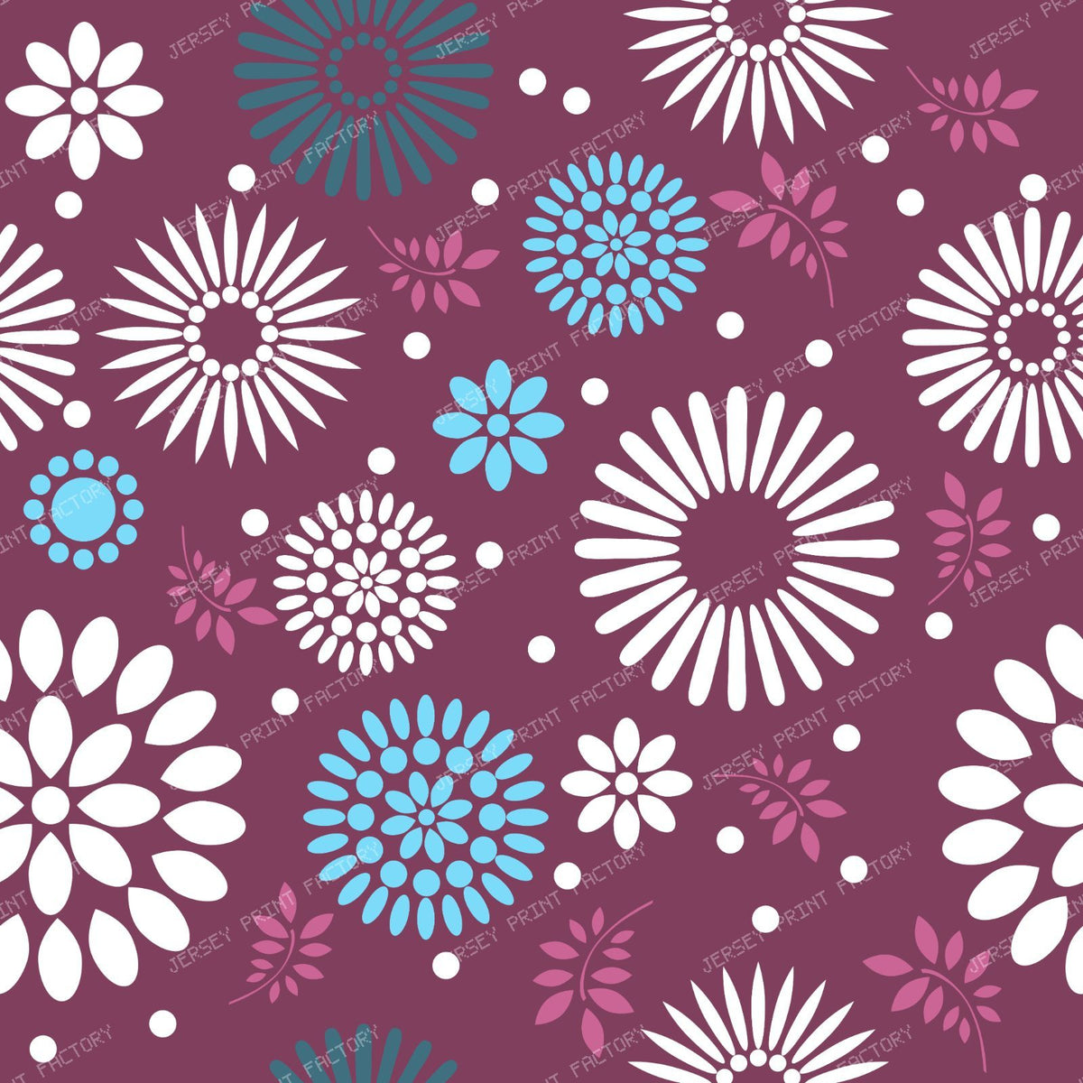 Colorful Flowers, Retro Flowers, Leaves, Dots, Floral Pattern — Colorful 4