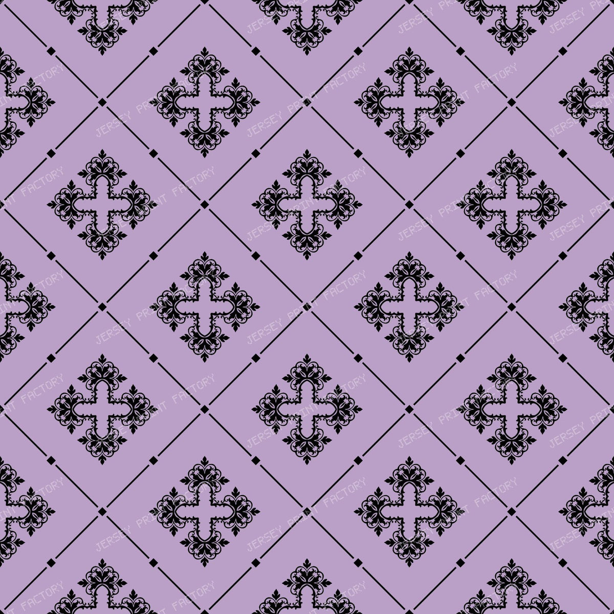 Black And White Damask, French Damask, Baroque Pattern — Purple 3