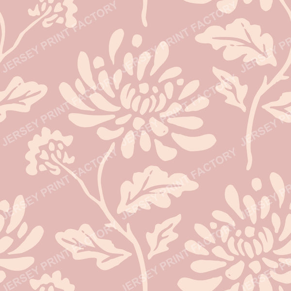 Block Print Ethnic Floral Boho Pattern in Asian Style. Blush pink.